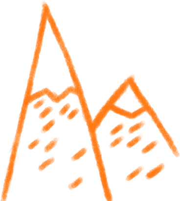 Doodle of orange mountains
